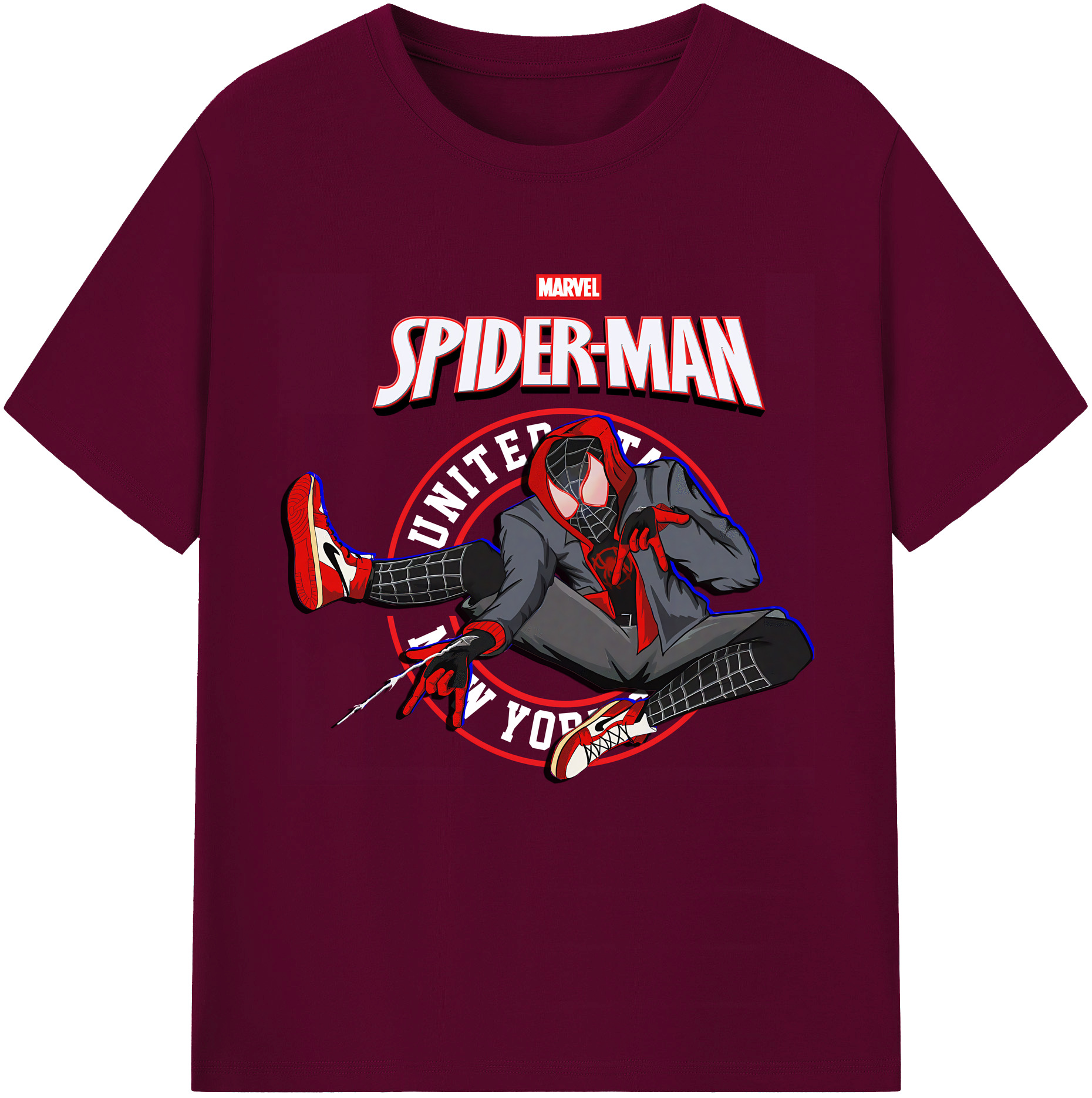 （画像用） Spider Man スパイダーマン レディースカジュアルプリントTシャツ（綿100％）